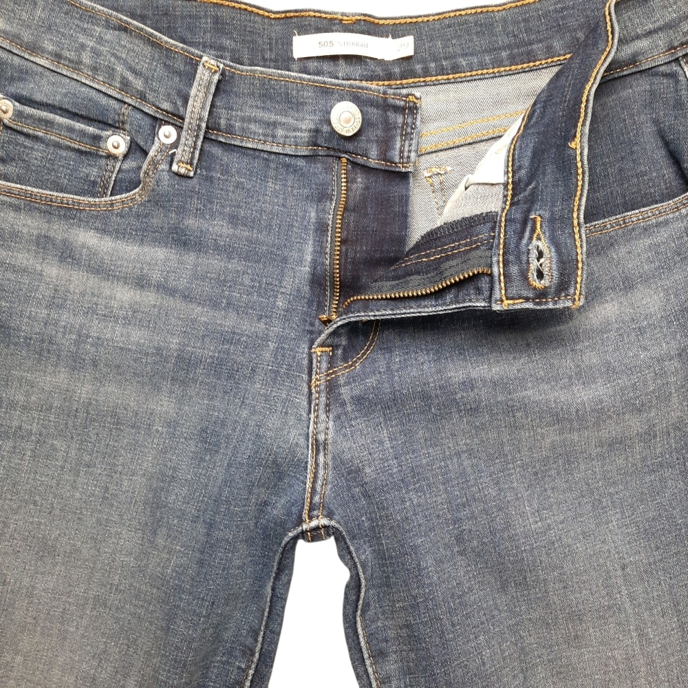 Levi's 505 Straight Leg Mid Rise Blue Jeans SZ 8S - Picture 5 of 13